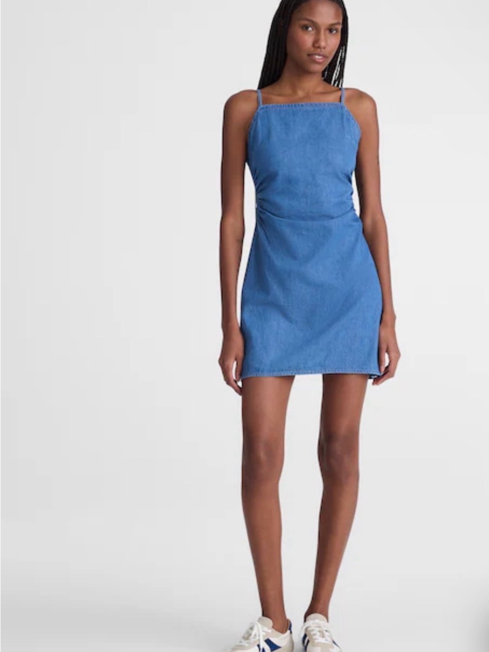 {MADEWELL} denim ruched mini dress 4 - Picture 2 of 10